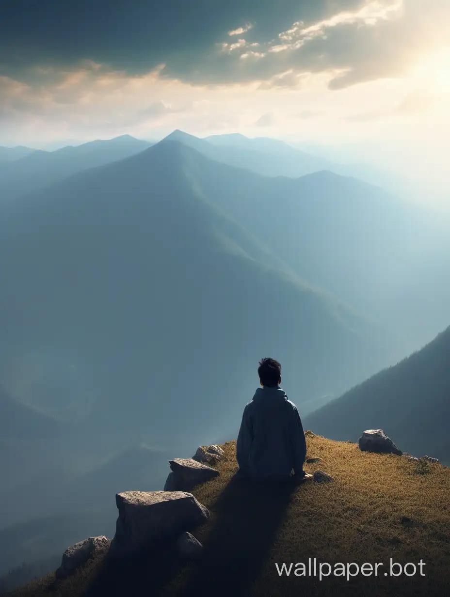 Contemplative-Figure-Gazing-Across-Majestic-Mountain-Vista