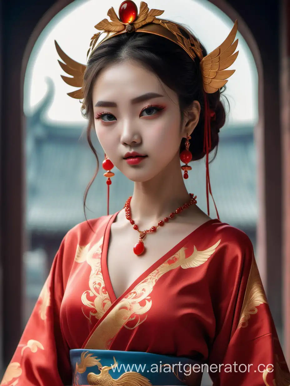 Elegant-Hanfu-Wedding-Portrait-with-Phoenix-Pattern