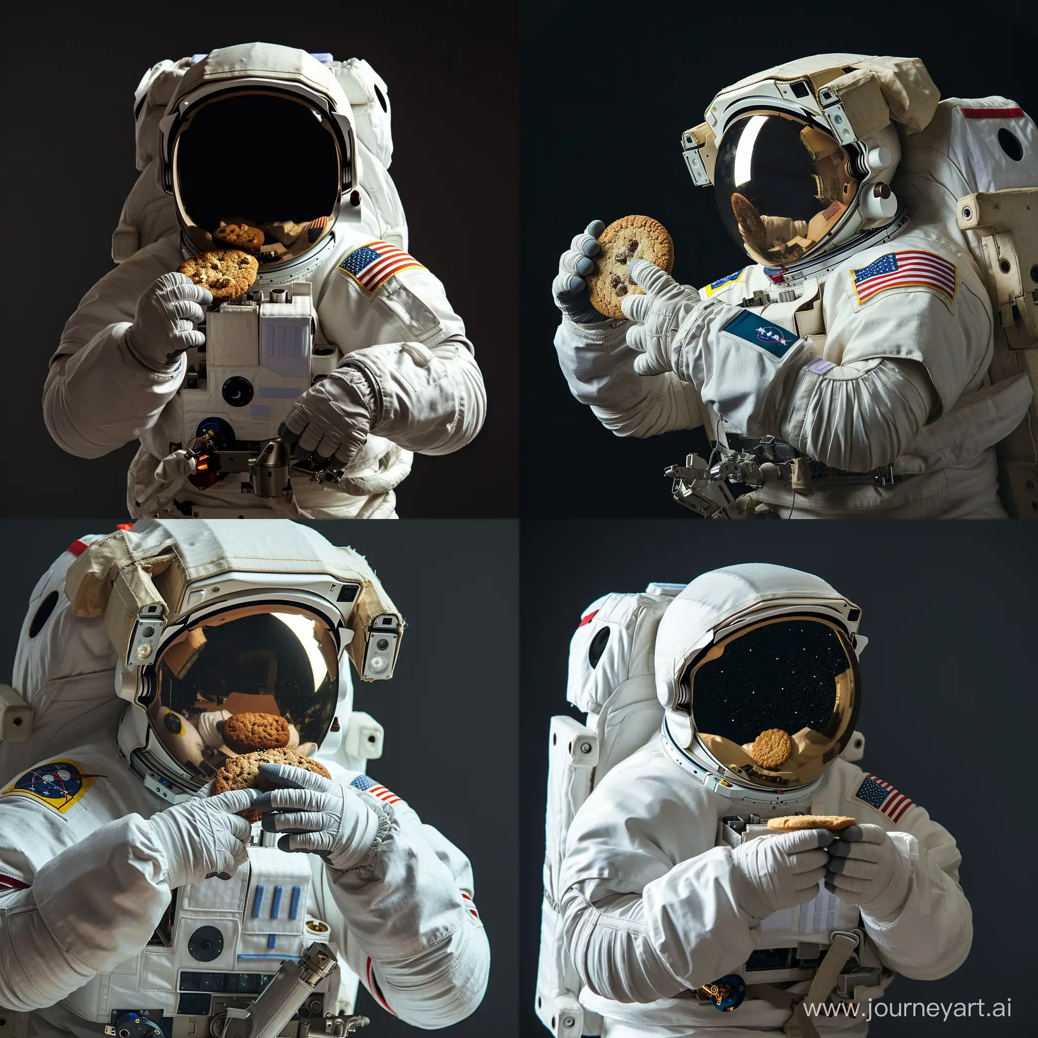 astronauta comiendo una galleta