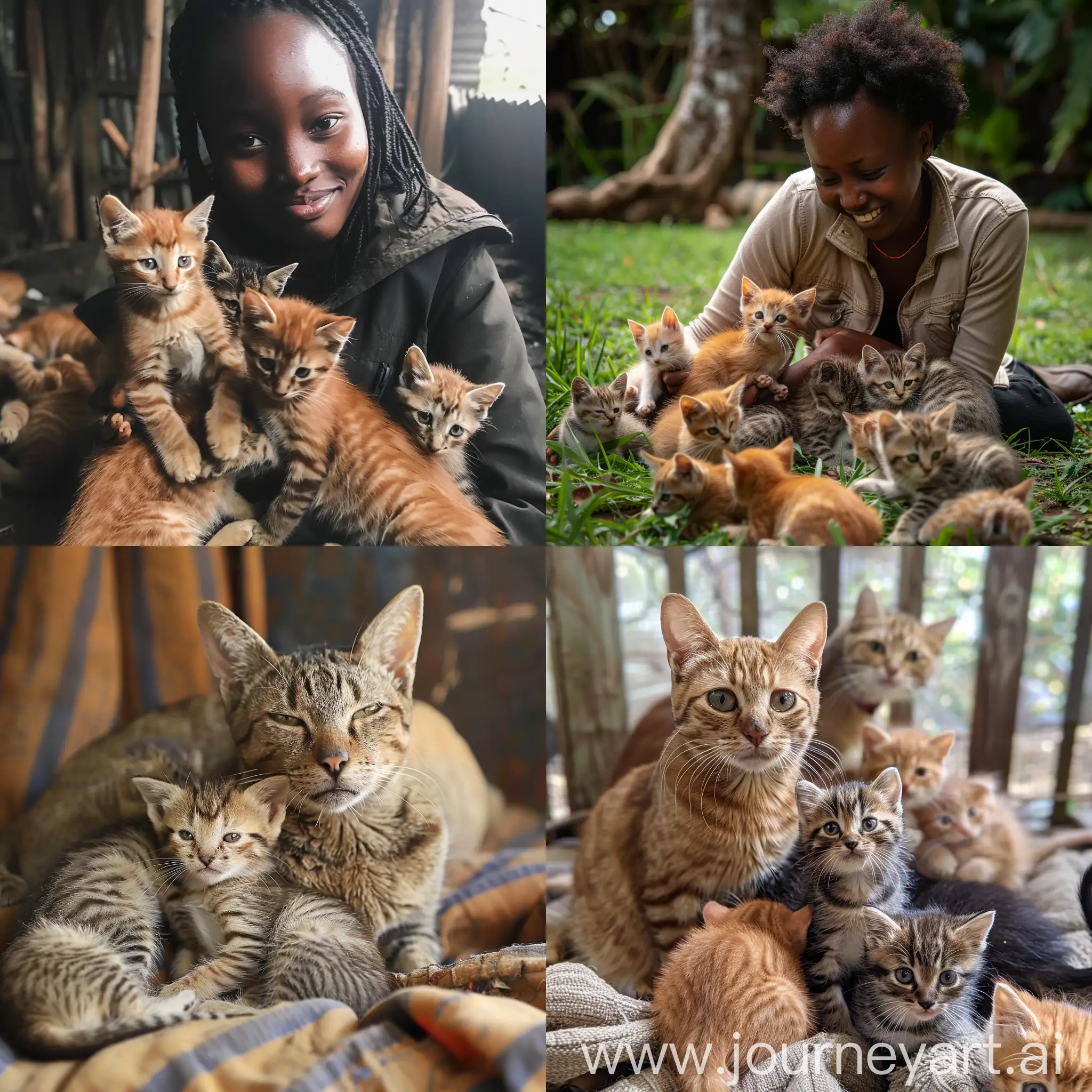 Munya-Playing-with-Kittens-in-Vibrant-Setting