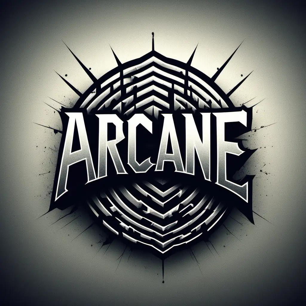 Arcane Monolithic Building Logo with Rave Speakers Detailed Design
