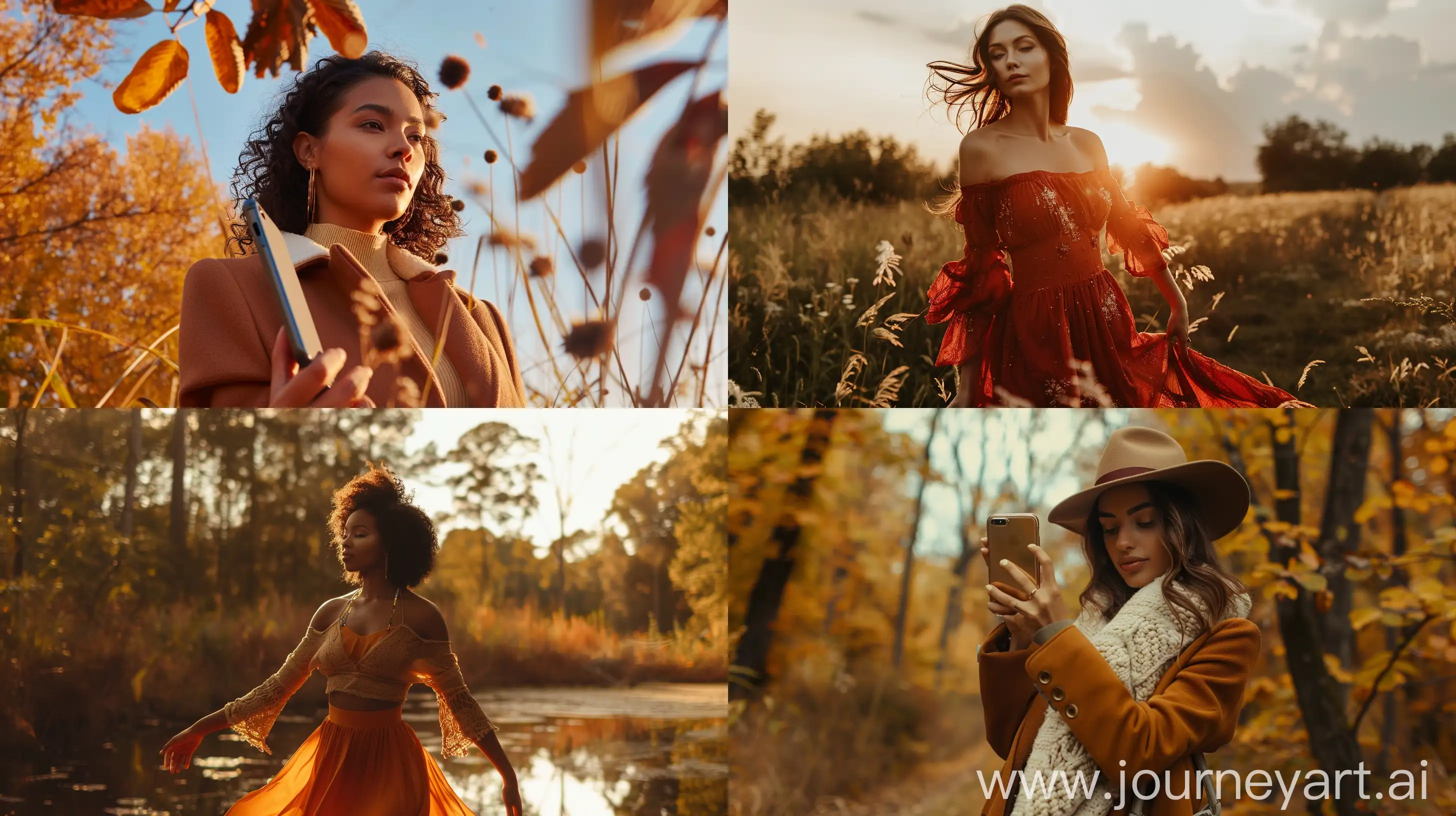 Elegant-Woman-in-Boss-Poses-Amidst-WarmToned-Nature-Photoshoot