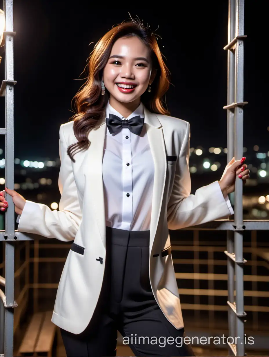 Confident-Indonesian-Woman-Laughing-in-Stylish-White-Tuxedo-at-Night
