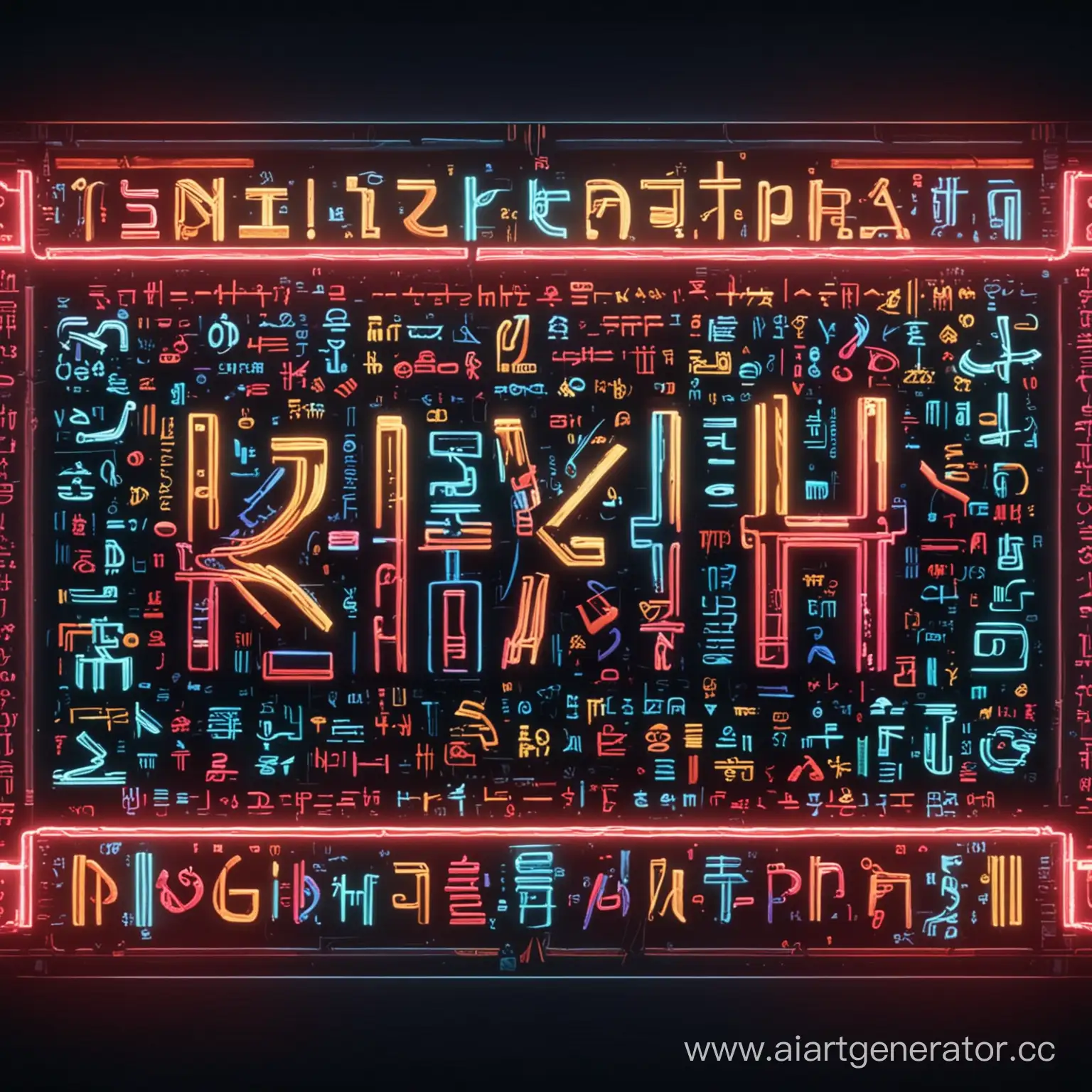 Vibrant-Neon-Hieroglyphs-Illustrating-in-a-Black-4K-Canvas