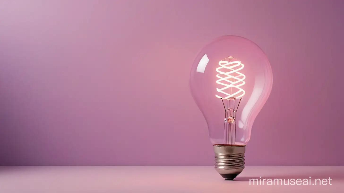light bulb with the shadow in the gradient pink, purple color background


