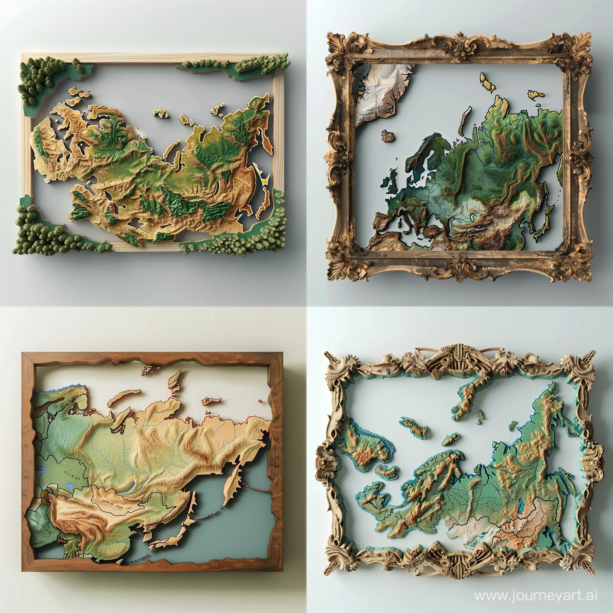 Top-View-3D-Map-of-Russia-in-Intricate-6Frame-Composition