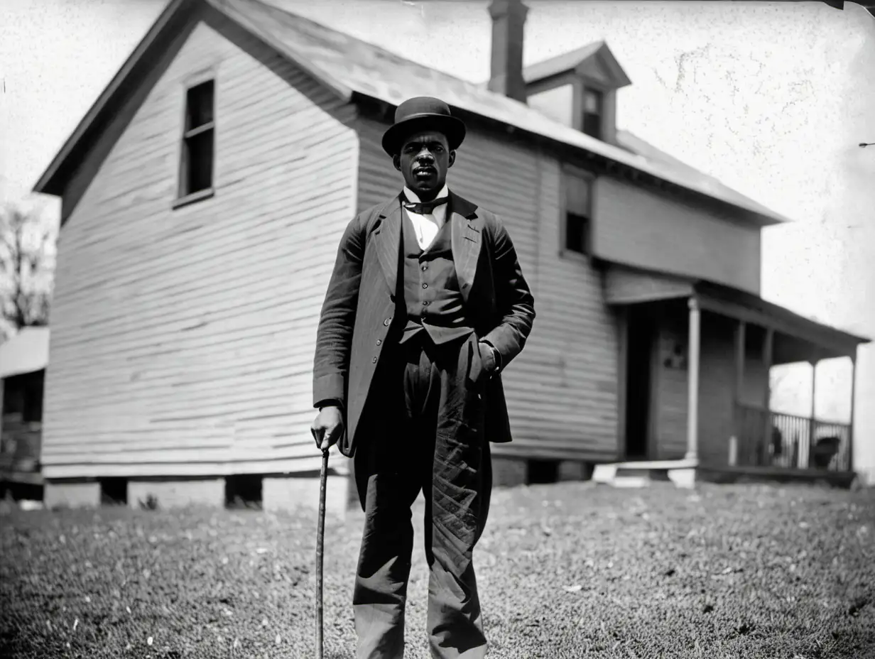 Historical Portrait House Negro Man in the 1900s