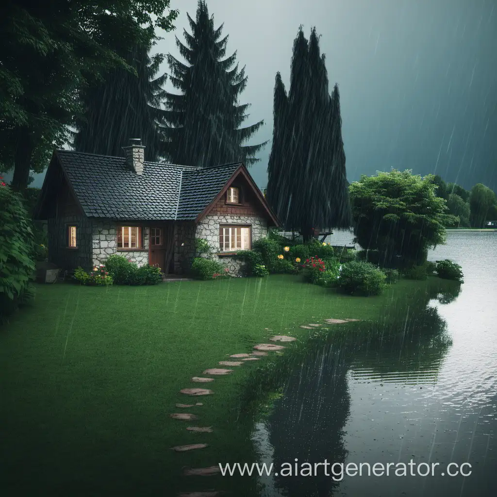 Quaint-Lakeside-Cottage-in-a-Gentle-Rain-Shower