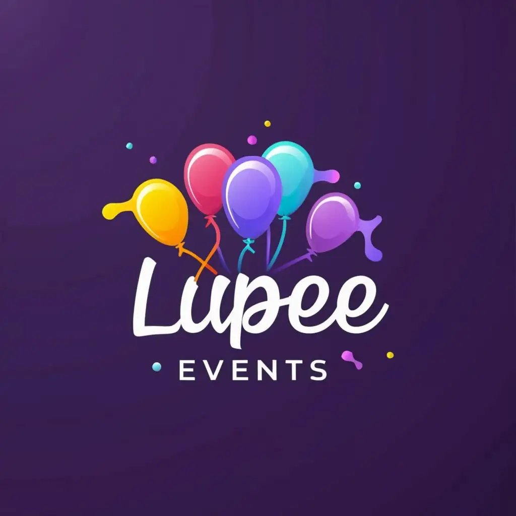 LOGO-Design-For-LUPE-Events-Vibrant-Violet-Palette-with-Balloons-and-Paint-Accents