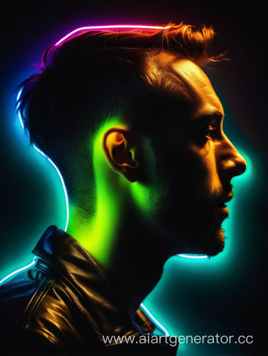Neon-Realism-Portrait-of-a-Man-in-Profile