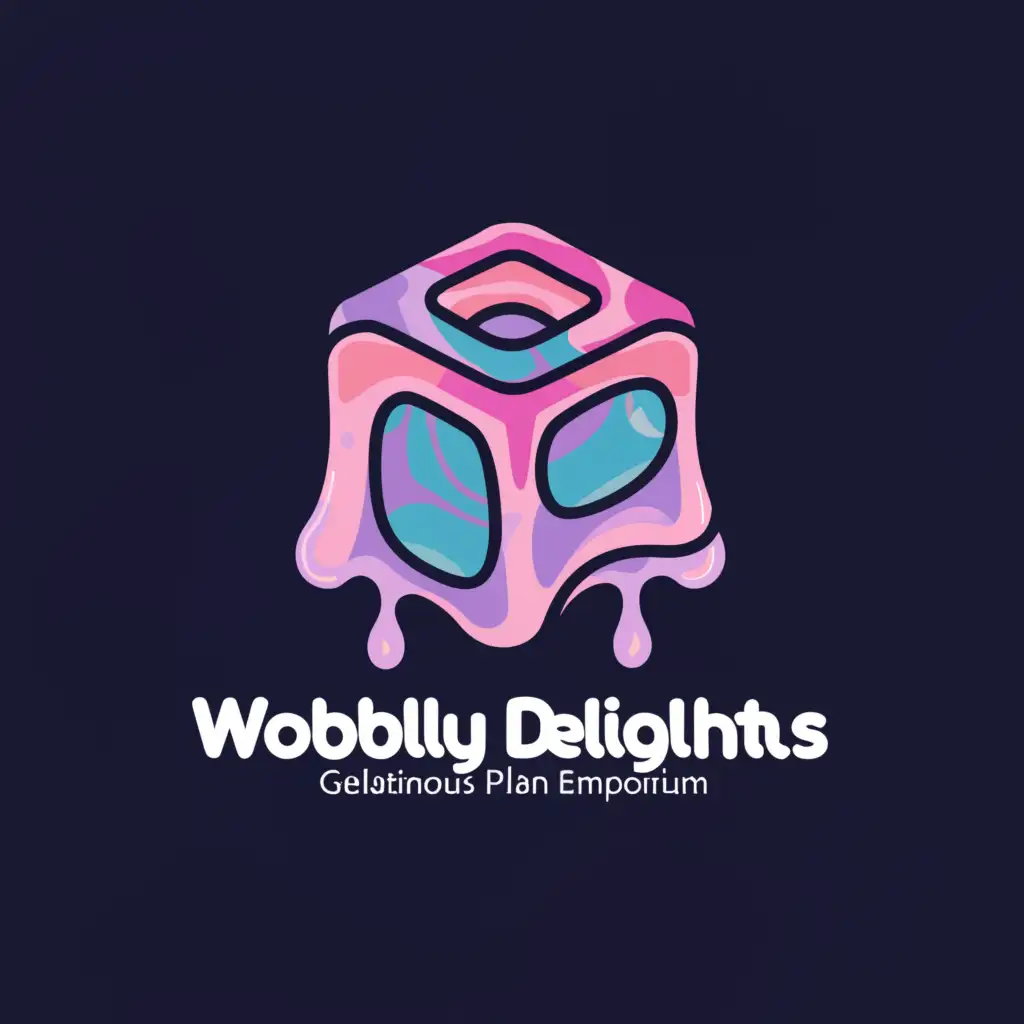 a logo design,with the text "wobbly delights", main symbol:the gelatinous plan emporium,Minimalistic,clear background