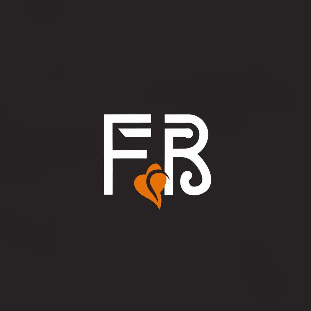 a logo design,with the text "FR", main symbol:Heart,Minimalistic,clear background