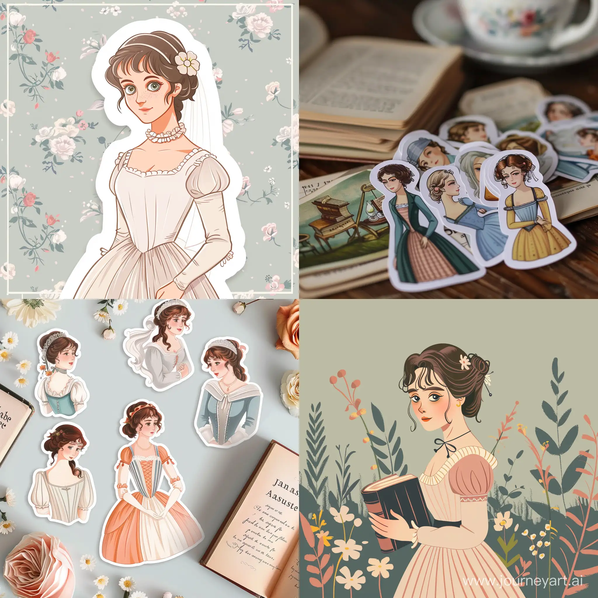 jane Austen Aesthetic cute sticker pack design