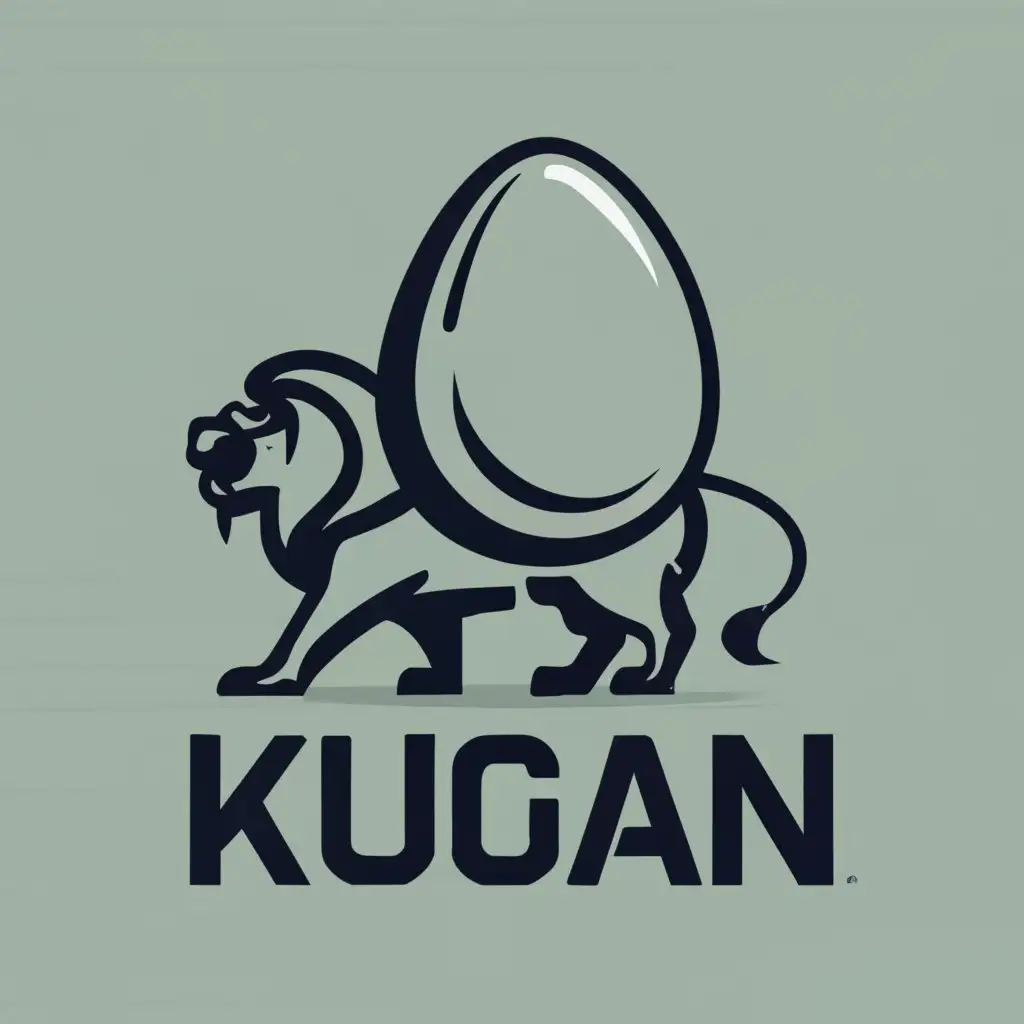 LOGO-Design-for-Kugan-Minimalistic-Leon-and-Egg-Symbol-with-Modern-Typography-for-the-Internet-Industry