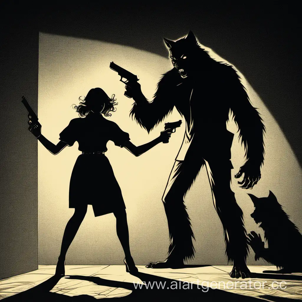 Mysterious-Encounter-Woman-Confronts-Werewolf-in-Moonlit-Night