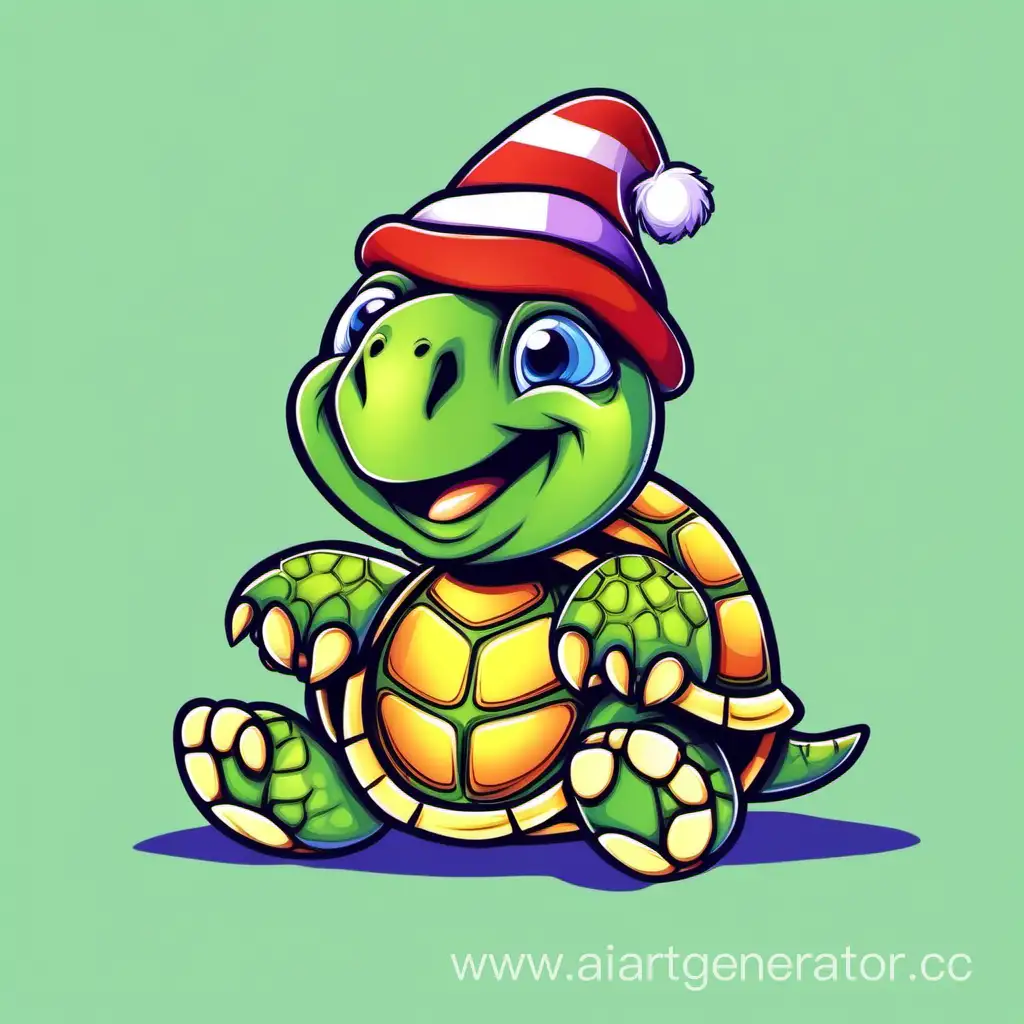 Cheerful-Turtle-Wearing-Festive-Cartoonish-Hat