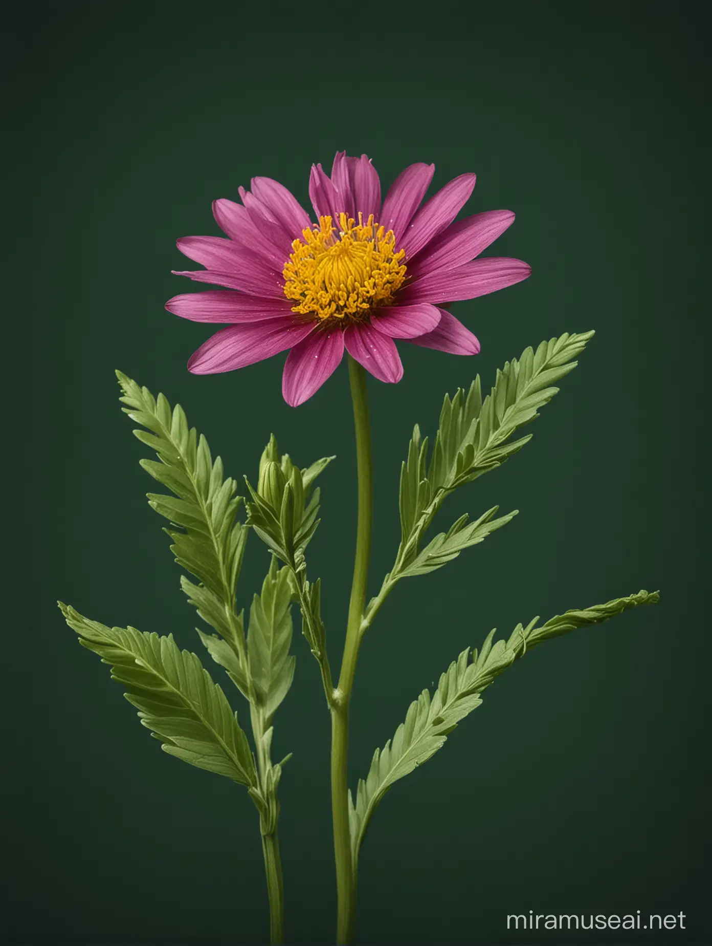 Natural Wildflowers on a Dark Green Background