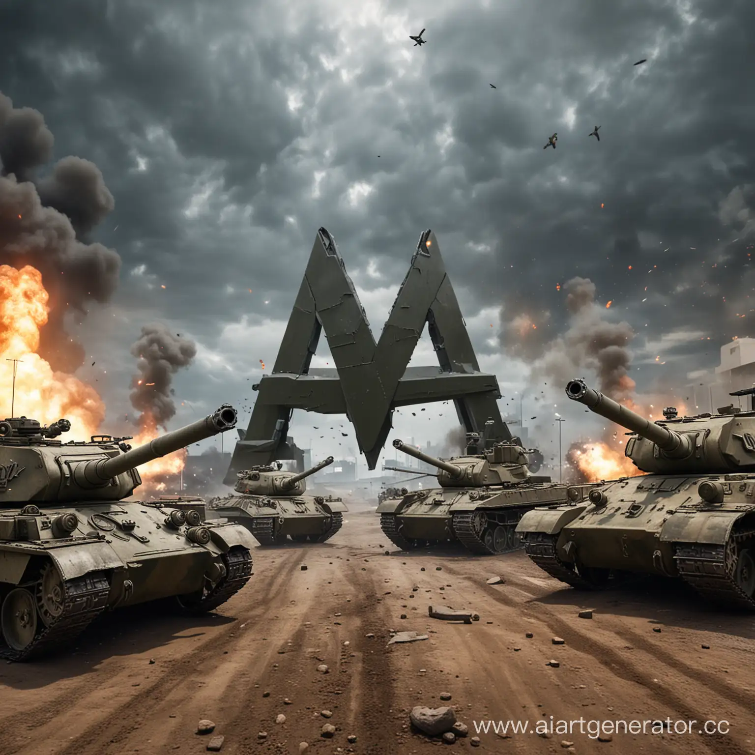 Intertwining-M-and-T-Avatar-with-Epic-Tank-Battle-Background