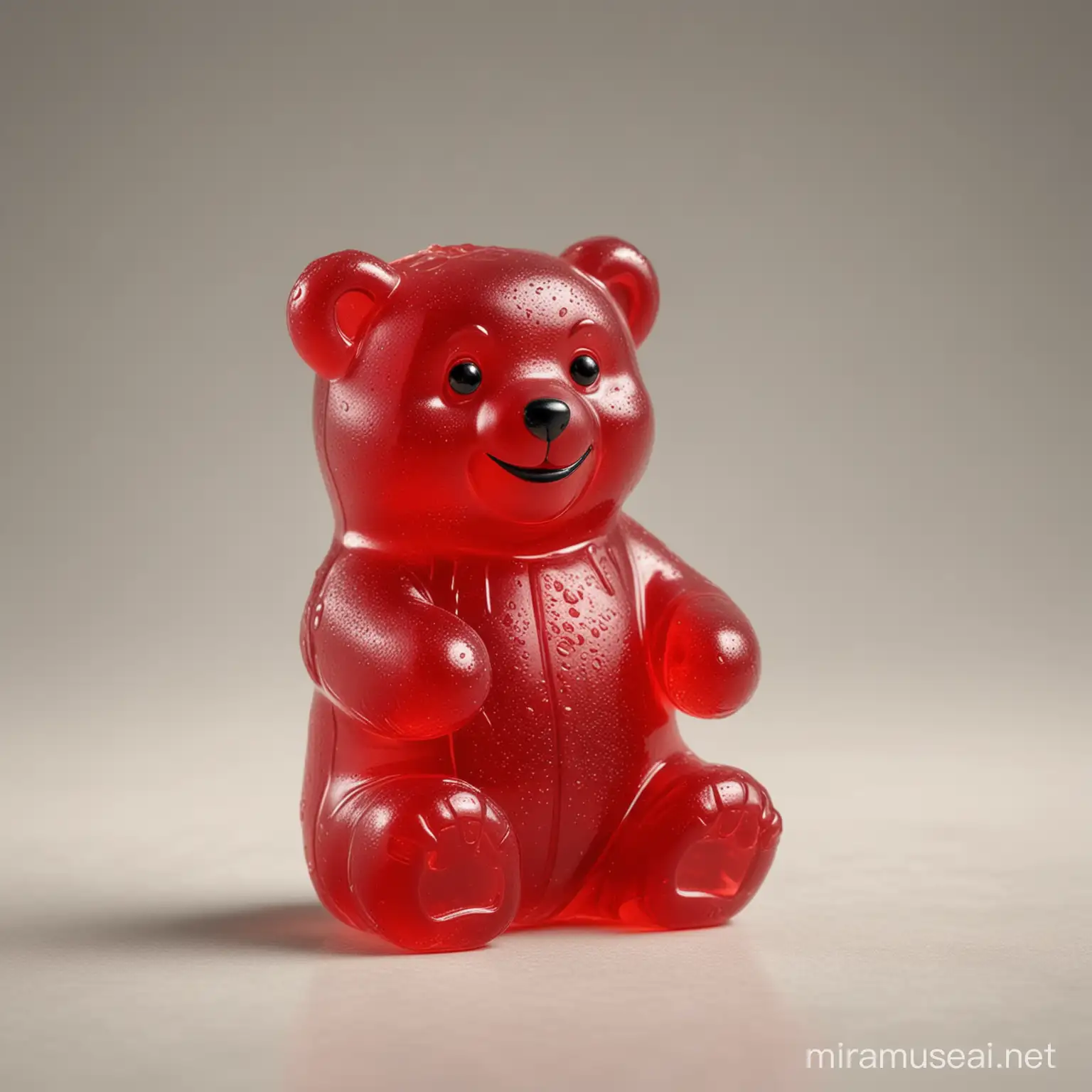 4k Funny red gummy bear meme with a neutral background
