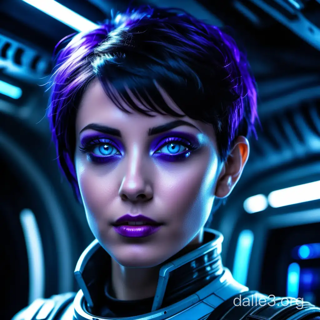 Stunning Female Chiss Captain SciFi Portrait in Purple and Blue | Dalle3 AI