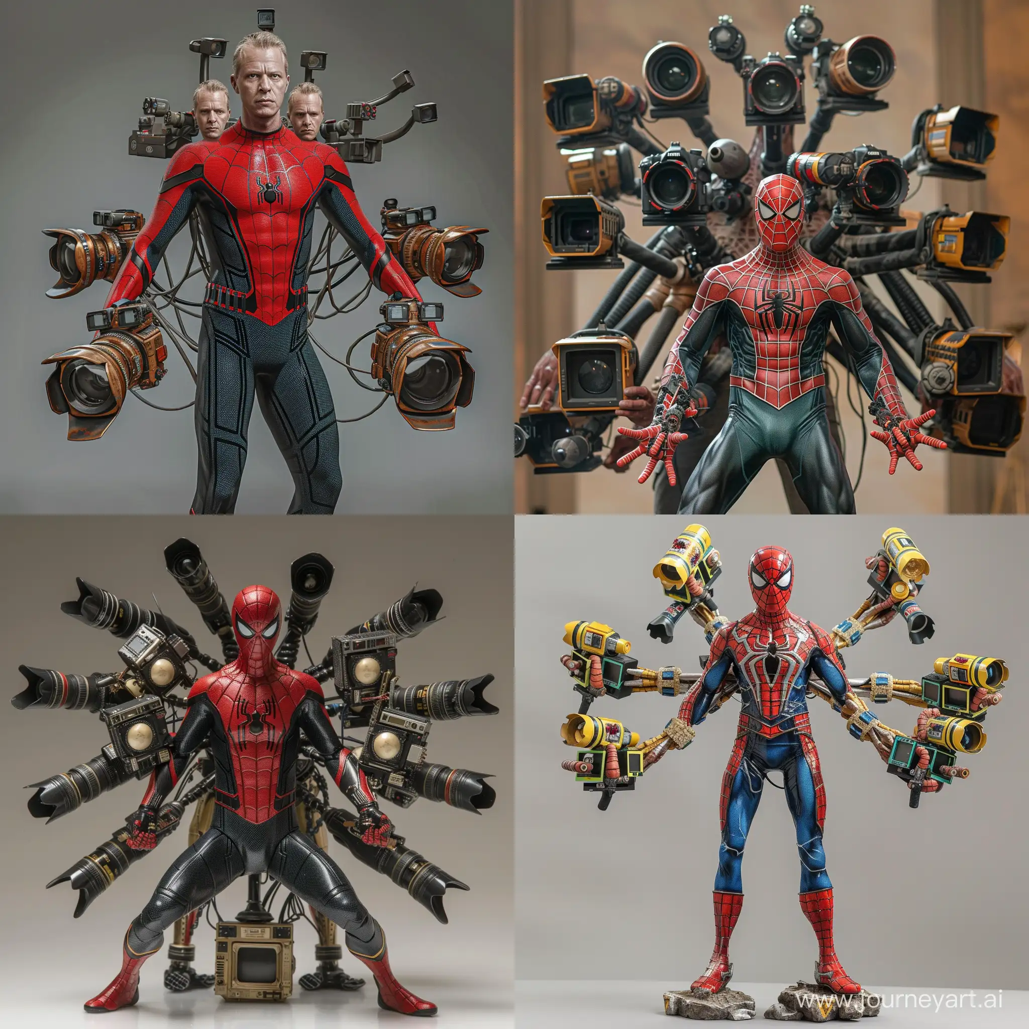 Titan-Spiderman-Surrounded-by-Titan-Cameramen-and-TV-Men-with-Cannon-Hands