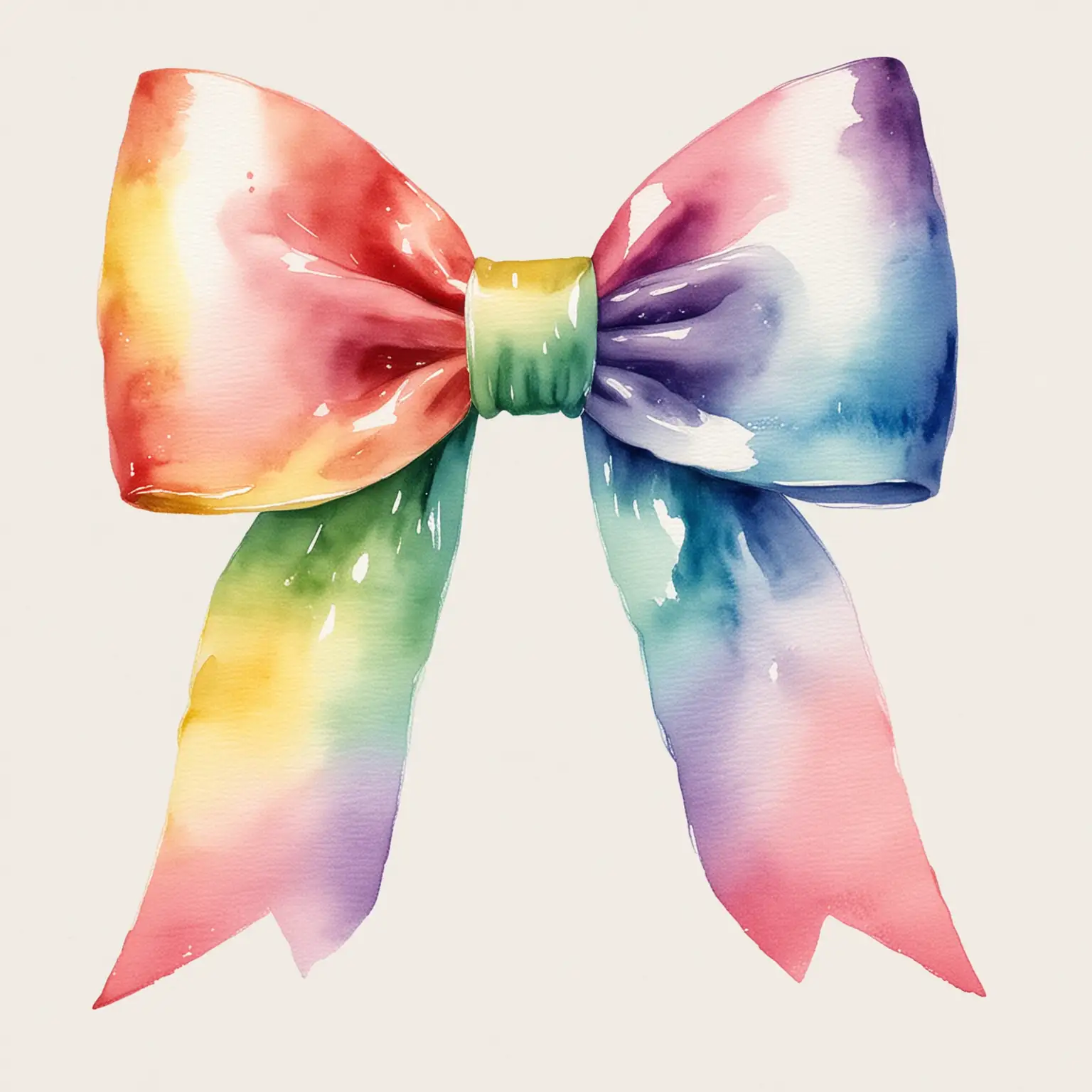 Colorful Watercolor Bow Clip Art Isolated on White Background