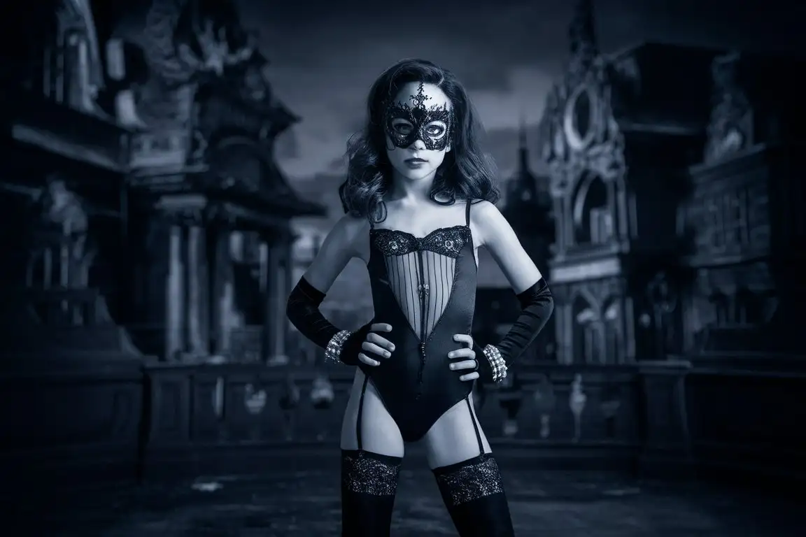 Mysterious-11YearOld-Girl-in-Mask-Night-City-Baroque-Horror-Noir