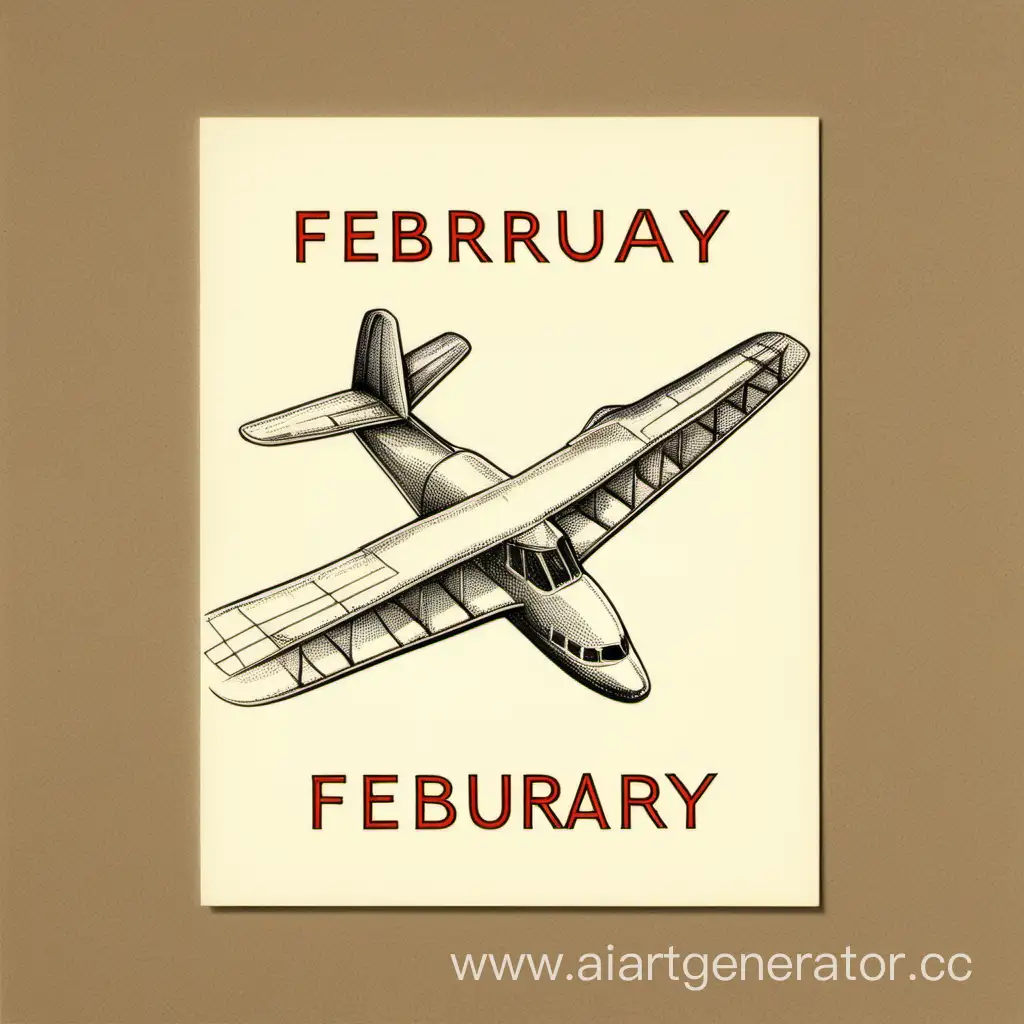 открытка с надписью с 23 февраля, с самолетом в карандаше