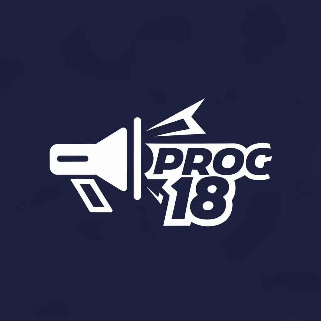 a logo design,with the text "Prog 18", main symbol:Logo name with a megaphone that inspires revolution,Moderate,be used in Travel industry,clear background