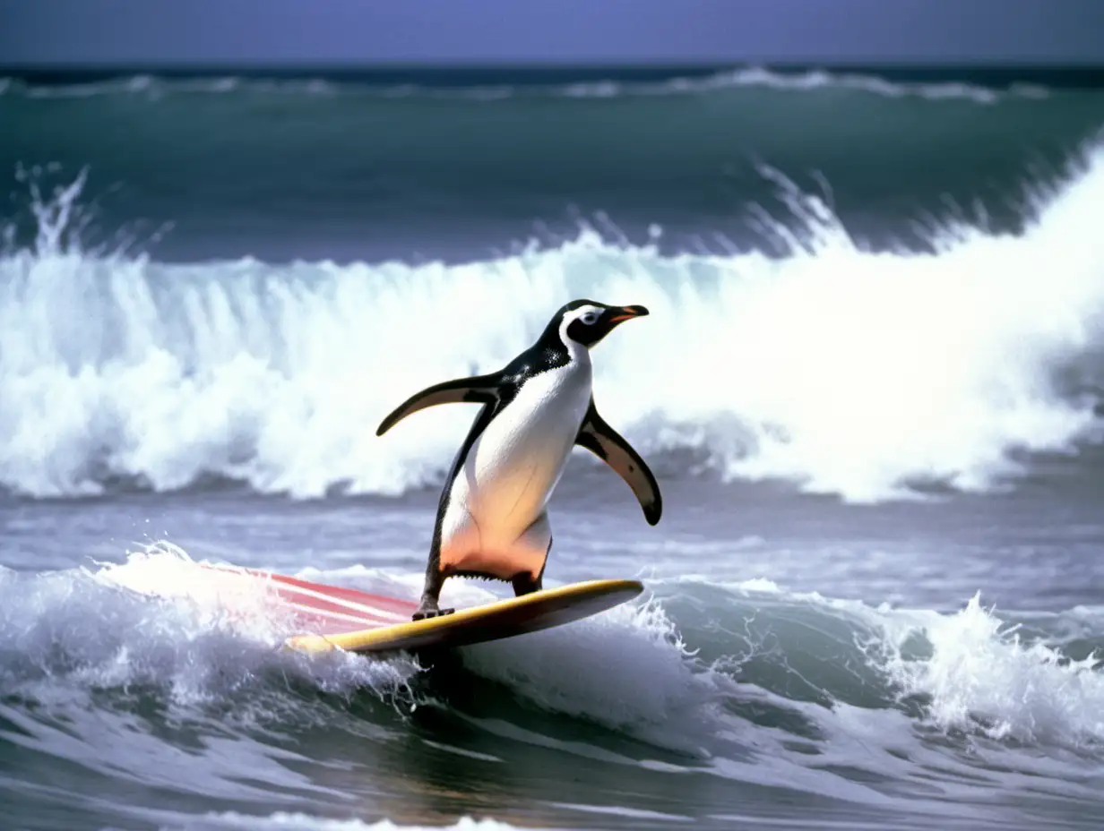 1987, film still, penguin, surfing