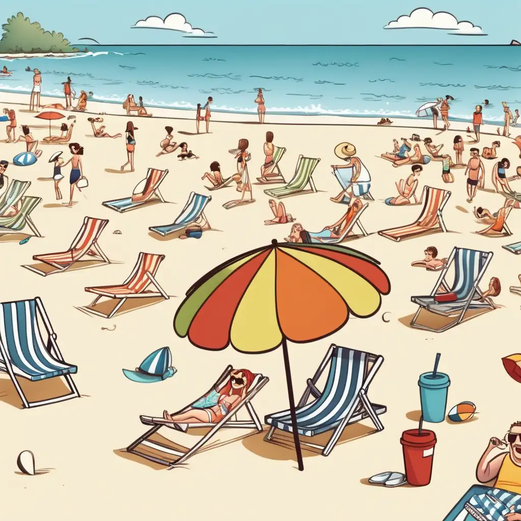 Vibrant Summer Beach Cartoon Scene Sunny Shore Delight
