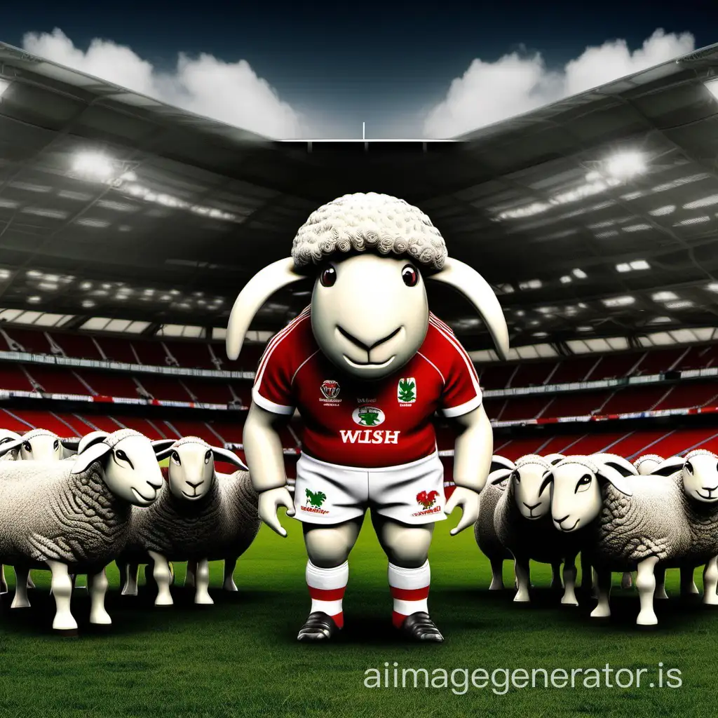 Energetic-Welsh-RugbyPlaying-Sheep-on-the-Field