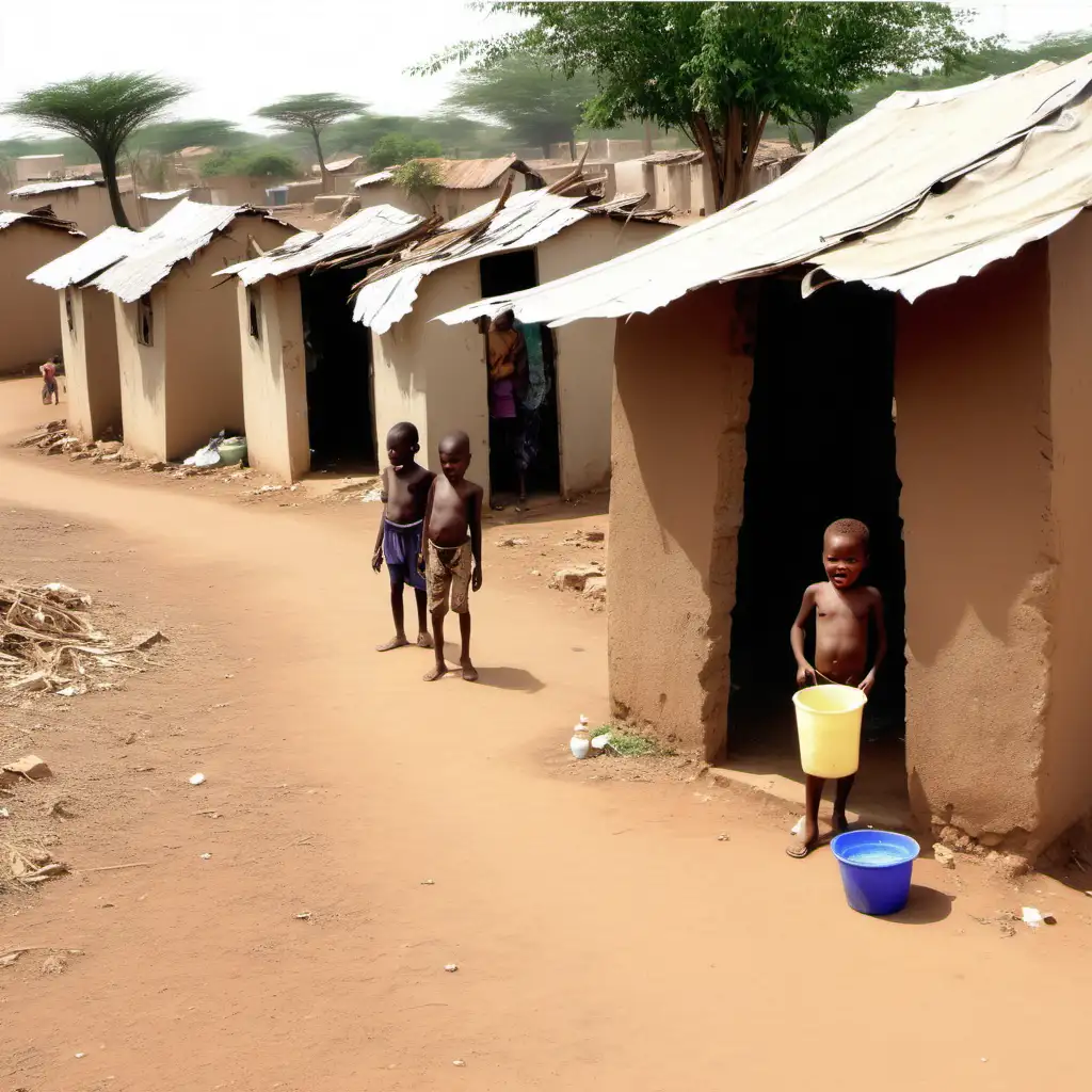 Impoverished African Village Struggling Against Adversity