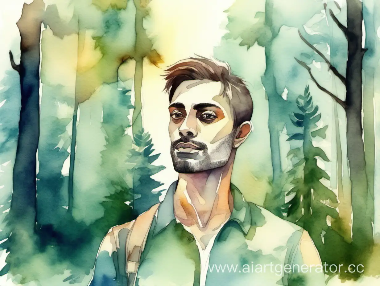 Majestic-Forest-Deity-A-Prideful-Man-in-Enchanting-Watercolor