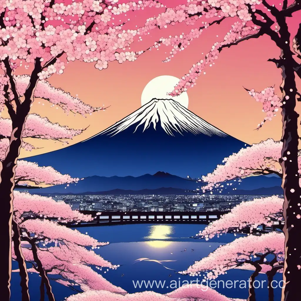 Scenic-View-Mount-Fuji-with-Cherry-Blossoms