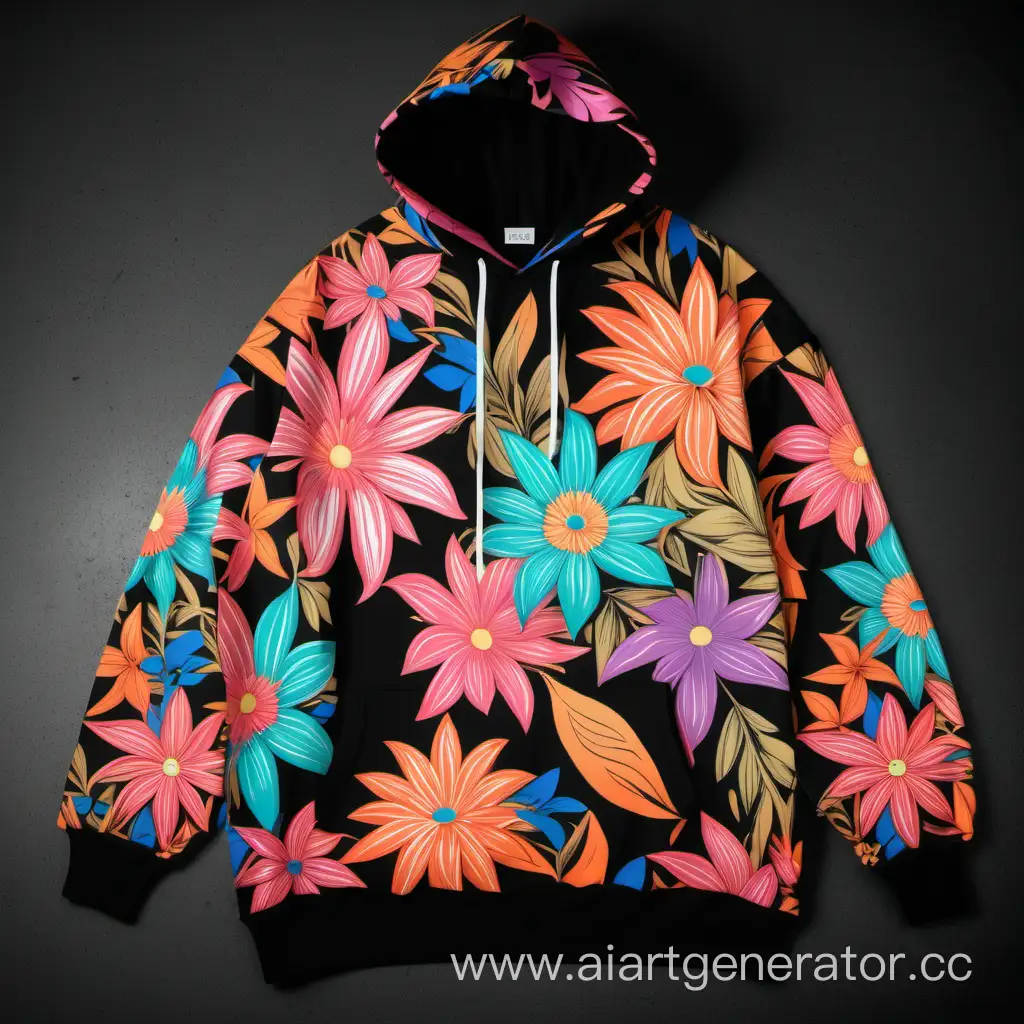 Vibrant-Floral-Print-Black-Hoodie-Fashionable-Stylized-Clothing-for-Trendy-Looks