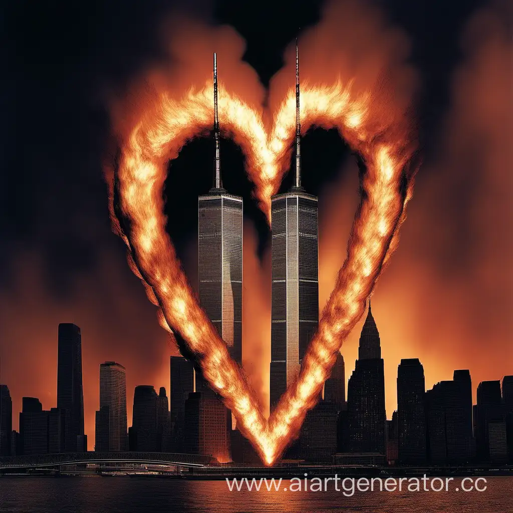 Burning-Heart-Twin-Towers-Symbolic-Representation-of-Love-and-Tragedy