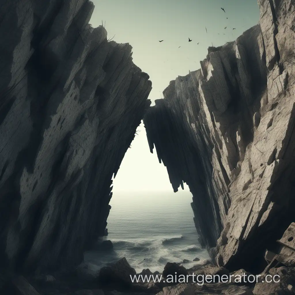 Eerie-Aphrodisiac-Cliff-with-Split-Rocks-and-Crashed-Plane