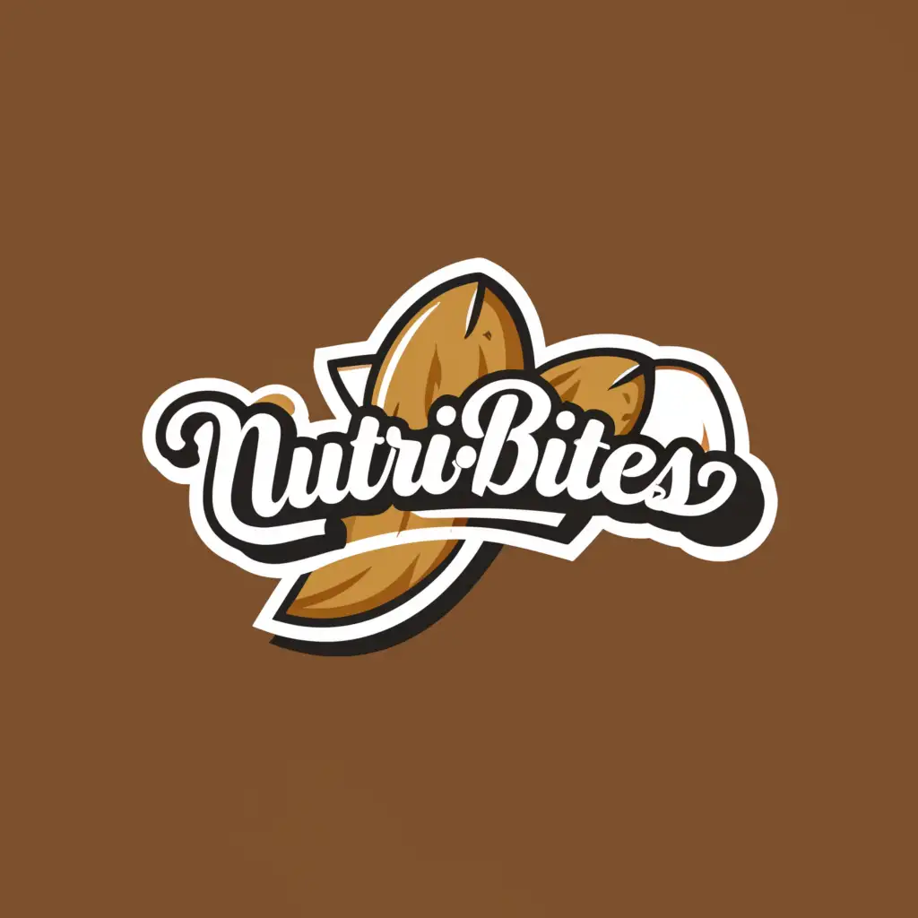 a logo design,with the text "Nutribites", main symbol:nuts, almond, healthy snacks,Moderate,be used in Education industry,clear background