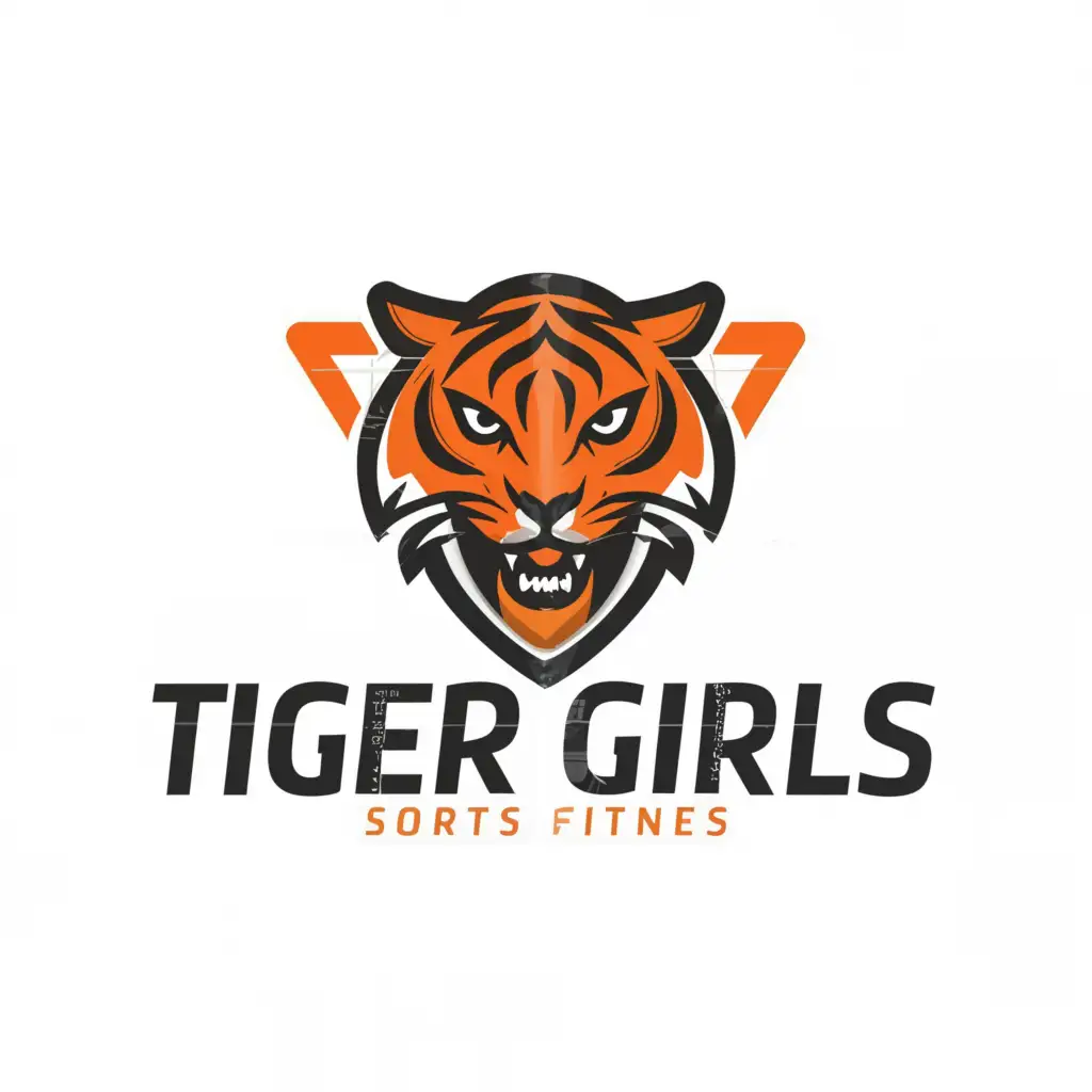 LOGO-Design-For-Tiger-Girls-Striking-Tiger-Symbol-with-Dynamic-Text-in-Vibrant-Colors