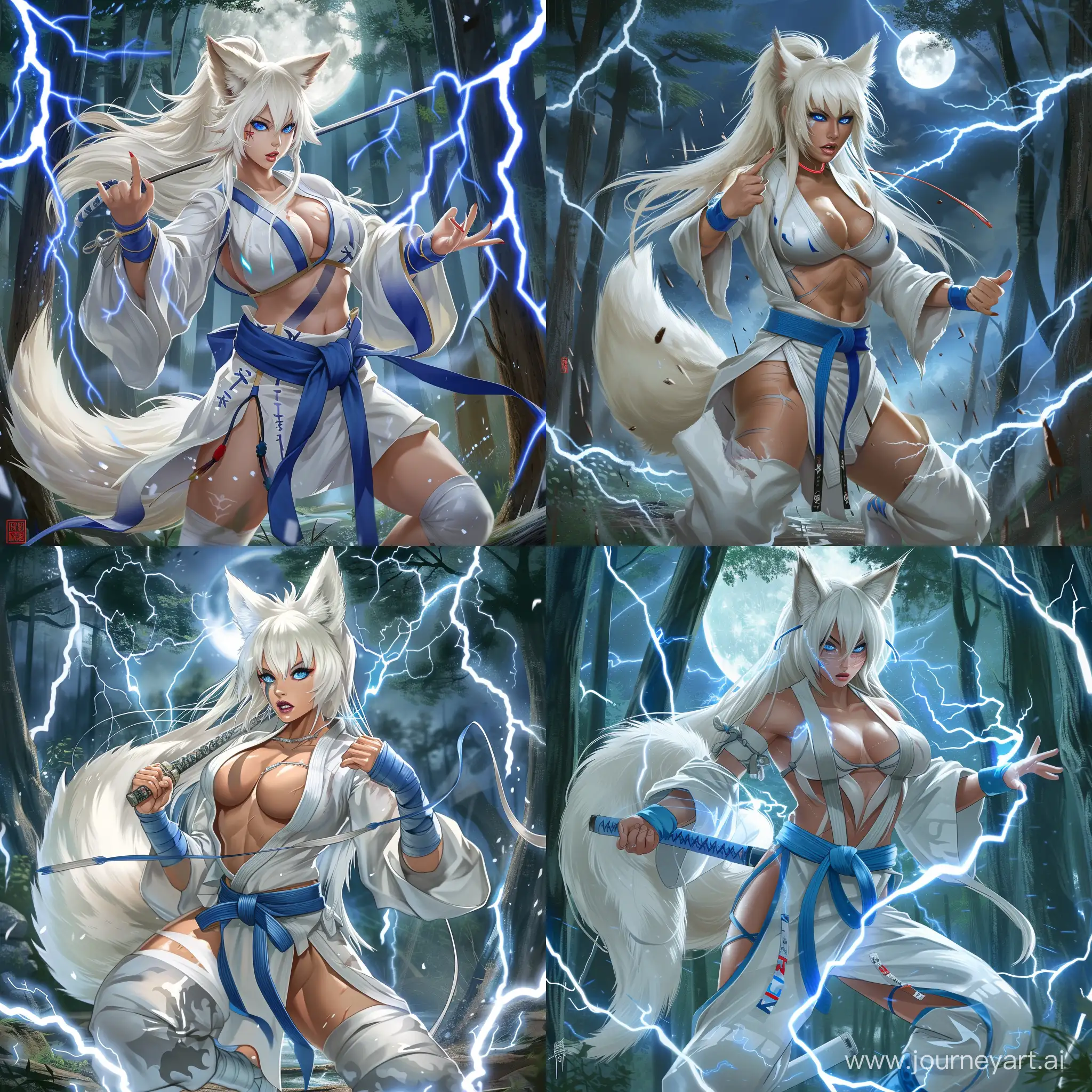 Dynamic-Asian-Warrior-Woman-with-Katana-in-Anime-Forest-Scene