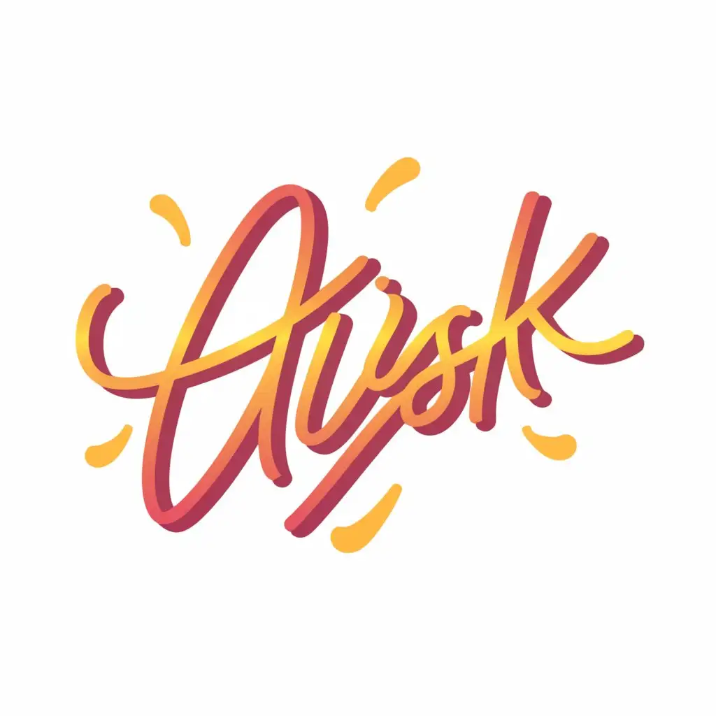 LOGO-Design-for-Ausk-Fun-and-Bright-Pink-Yellow-Script-with-Clear-Background