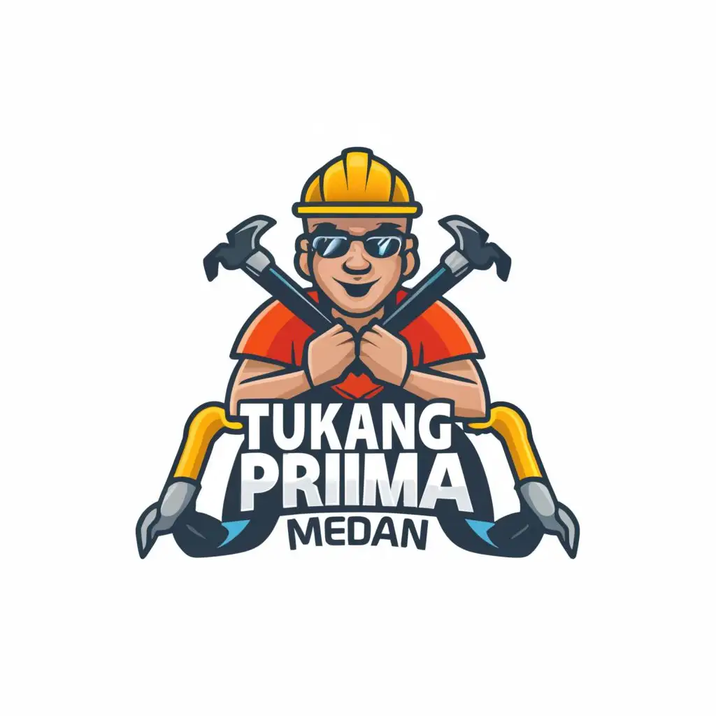 a logo design,with the text "tukang prima medan", main symbol:mascot,complex,be used in Construction industry,clear background