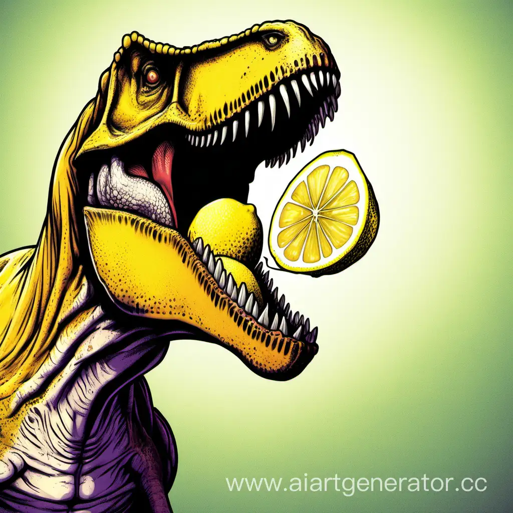 Tyrannosaurus rex took a bite of a lemon