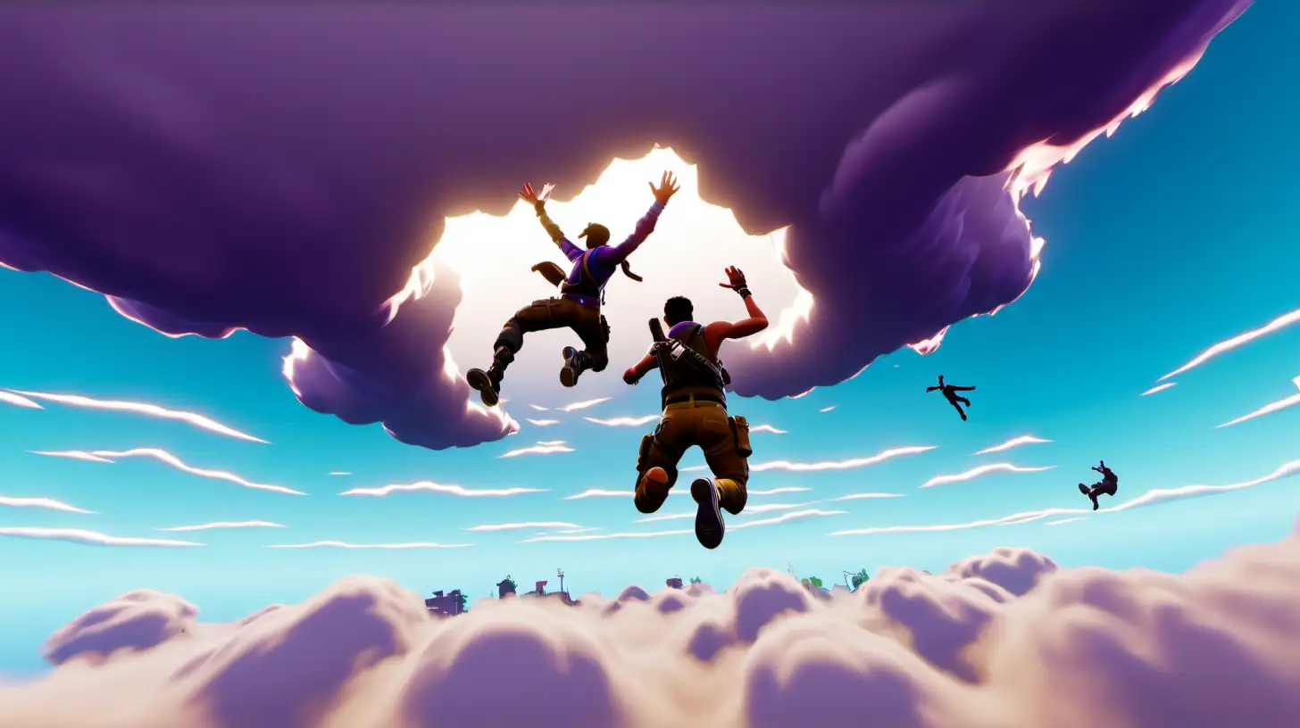 Skydiver Falling Amidst Clouds Fortnite Style Adventure