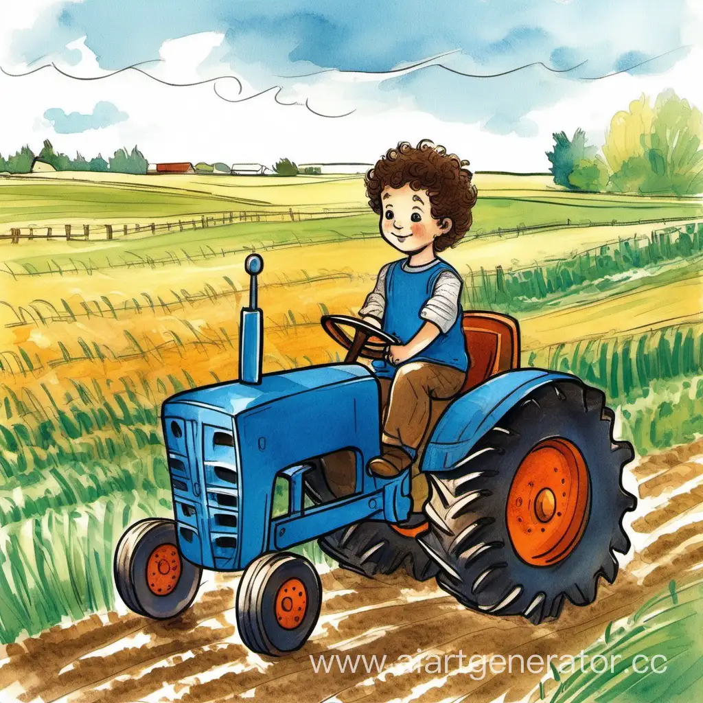 Scenic-Blue-Tractor-Ride-Joyful-Russian-Child-Driving-Through-Fields