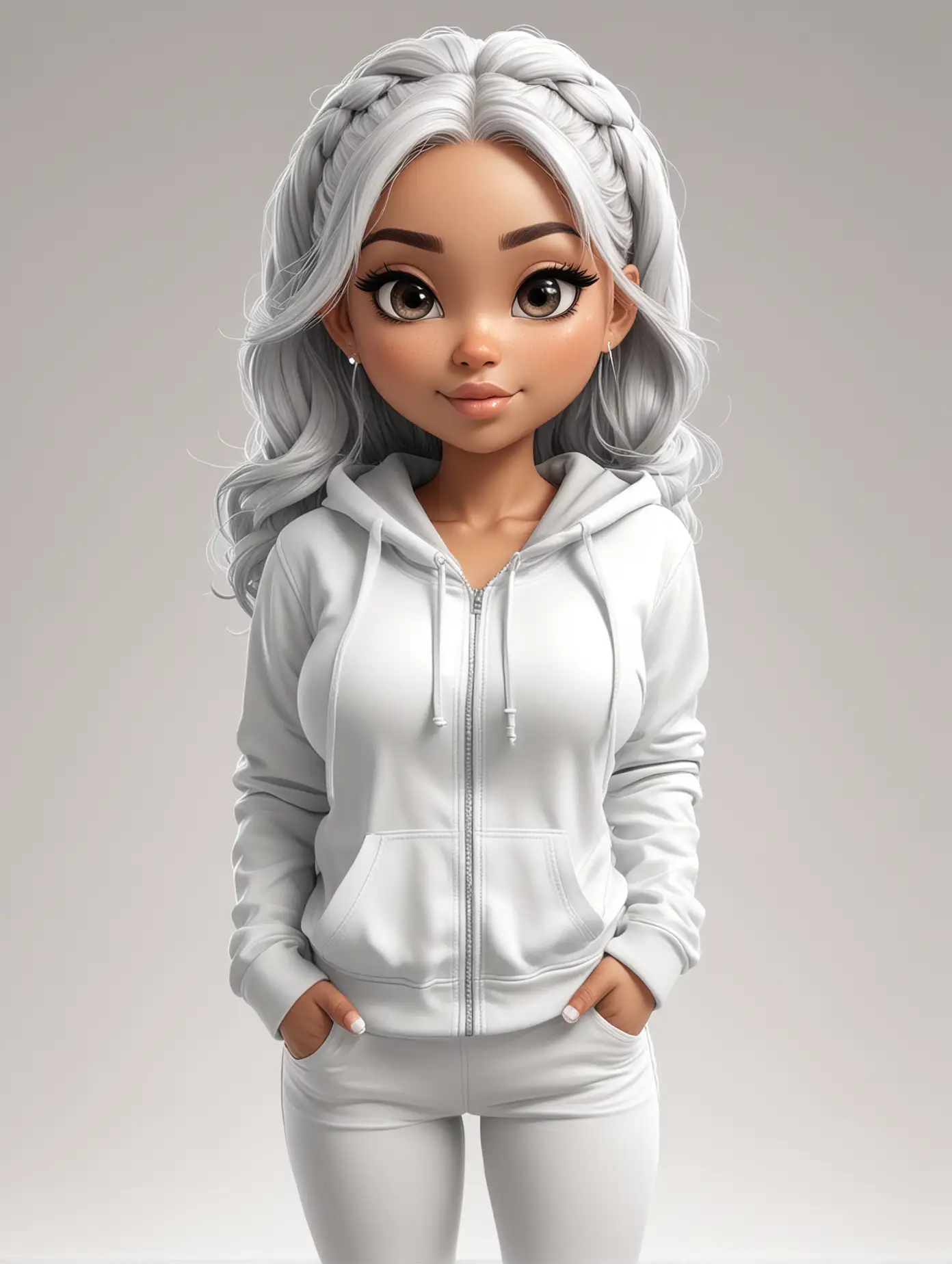 Chibi Latina Woman in White Gym Wear