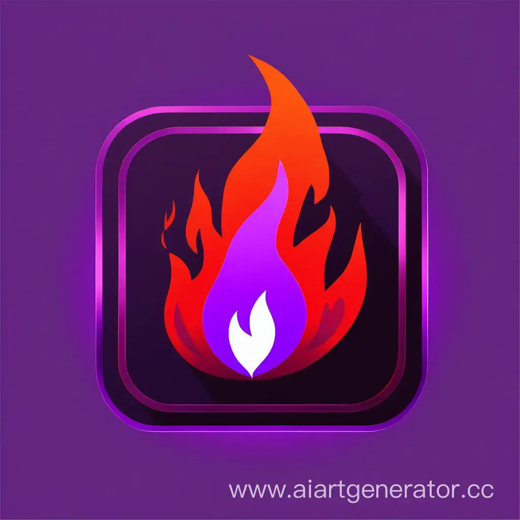Abstract-Square-Icon-with-Vibrant-Purple-and-Red-Fire