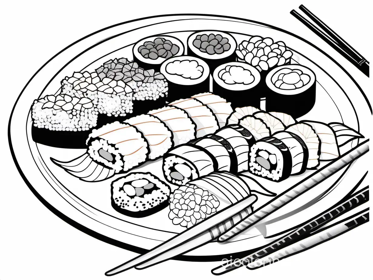 Japanese-Sushi-Platter-on-Restaurant-Table-Coloring-Page