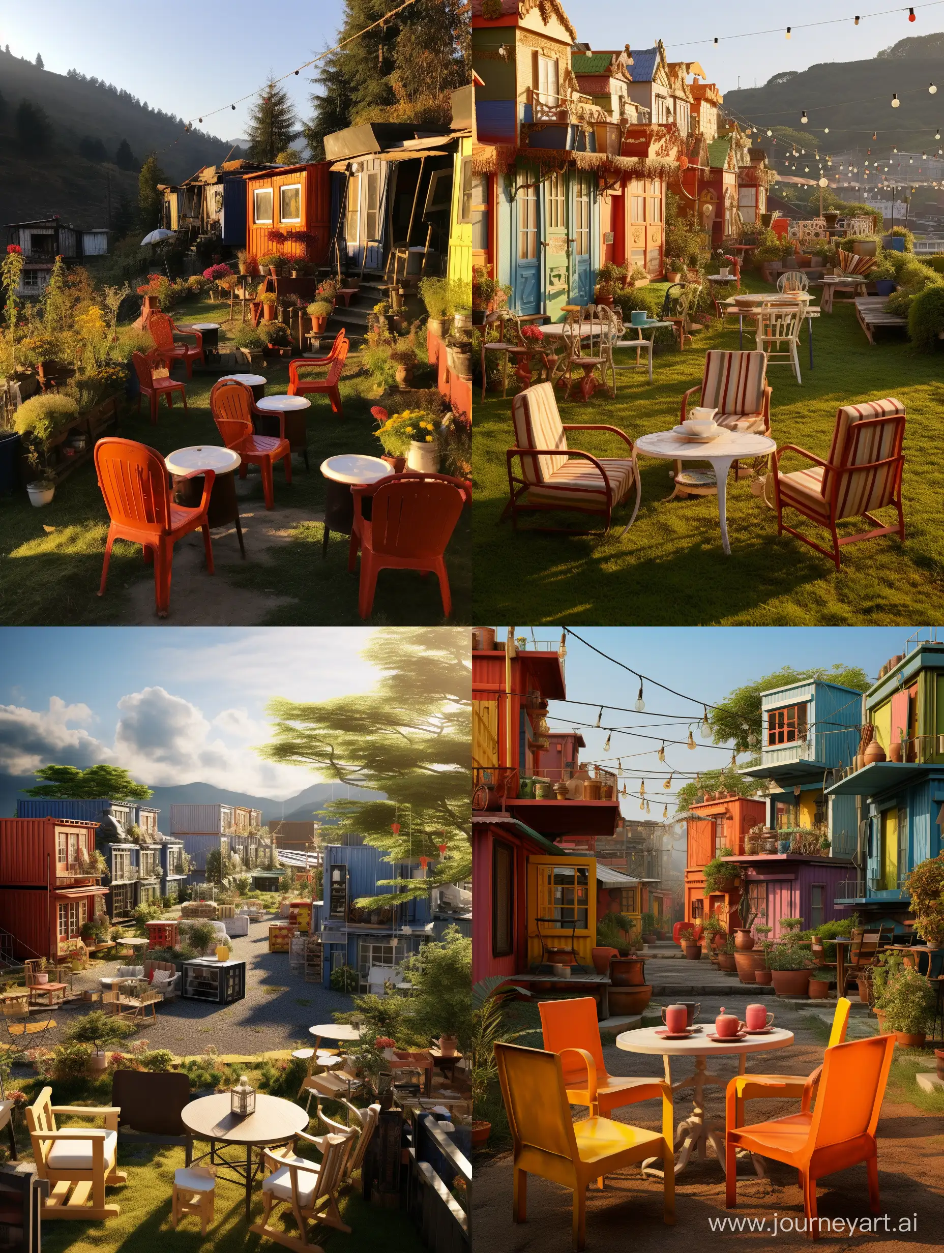 Sunlit-Container-Homes-with-Rooftop-Terraces-and-Tea-Setup